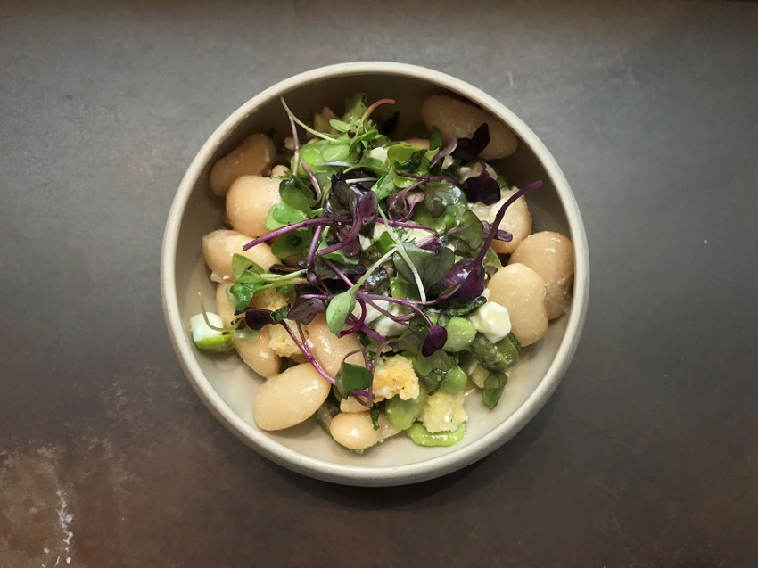 Fava Bean Salad with Sugar Snap Peas, Mint, Basil & Feta Cheese